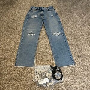 NWT COLLUSION x005 Split Hem Straight Leg Jeans - Light Blue